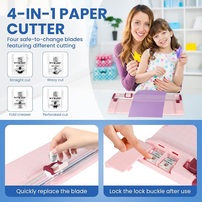 Paper Cutter Pink Rotary Paper Trimmer, 12 Inch Paper Cutter - Image 2