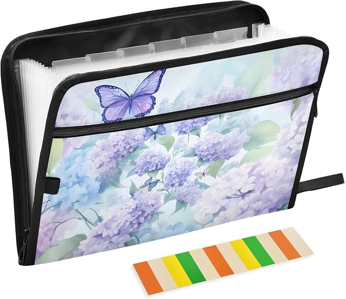 Expanding File Folder Purple Hydrangea Flower Butterfly Accordion File by ALAZA