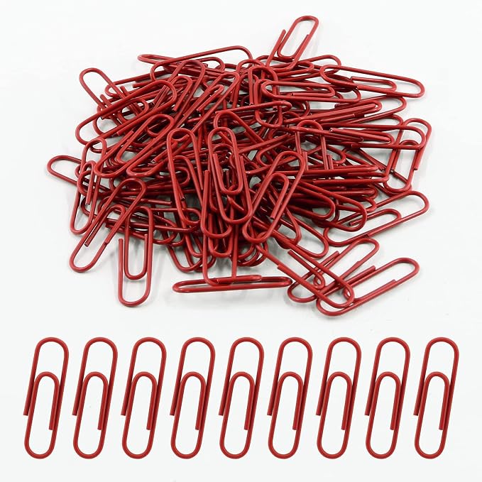 200 Pack Red Vinyl Coated Paper Clips, 1.1 Inch / 28mm Small Office School Home - Image 2