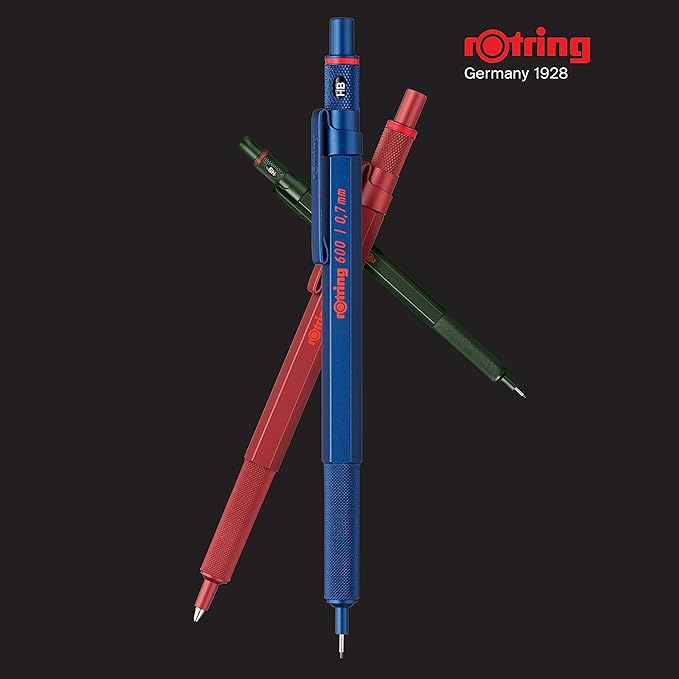 rOtring 600 Mechanical Pencil | HB 0.5 mm | Red All-Metal Body | Hexagonal - Image 2
