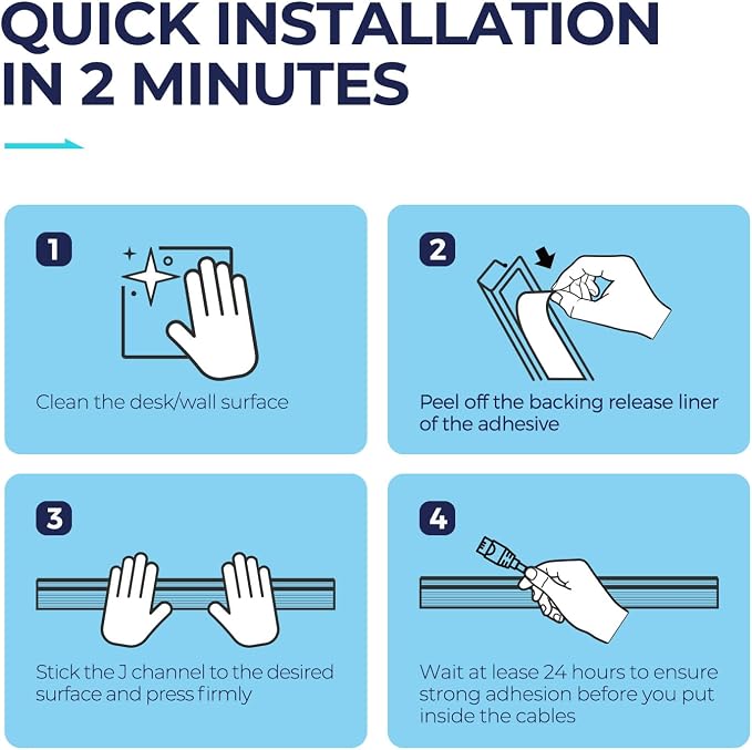 Delamu 2 Pack Under Desk Cable Management, Safe Tidy Cable Management Under - Image 8