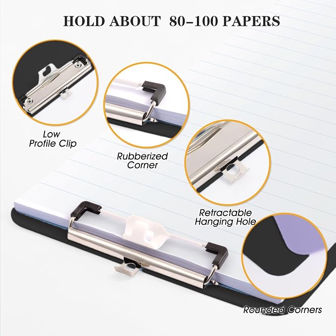Clipboard with Pen Holder, Nursing Clipboard A4 Standard Letter Size, Plastic - Image 5