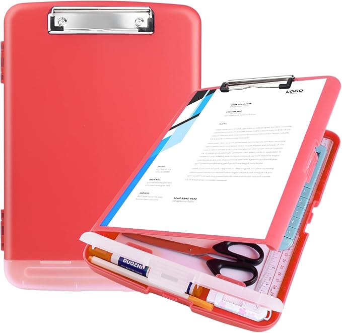 Red Plastic Clipboard with Storage, TFDLCG zm High Capacity Clip Boards 8.5x11 by TFDLCGzm