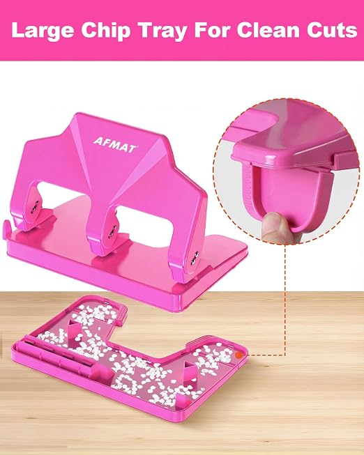 AFMAT 3 Hole Punch Heavy Duty, 40-Sheet Three Hole Punch, 50% Reduced Effort - Image 7