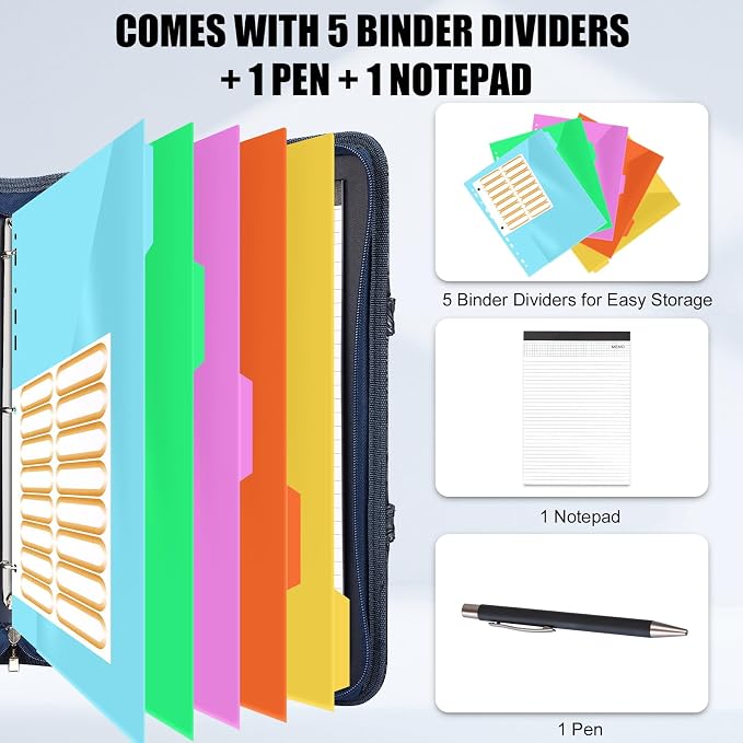 Portfolio Binder 3 Ring Includes Pen and 5 Dividers - Image 3