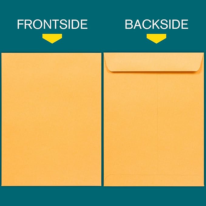 10x13 Brown Kraft Open End Envelopes Peel & Seal, 100 Pack, Self Seal Mailing - Image 2