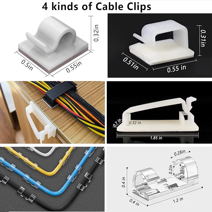 White Cable Management Organizer Kit 4 Cable Sleeve Split 311Pcs | 47Cable - Image 3