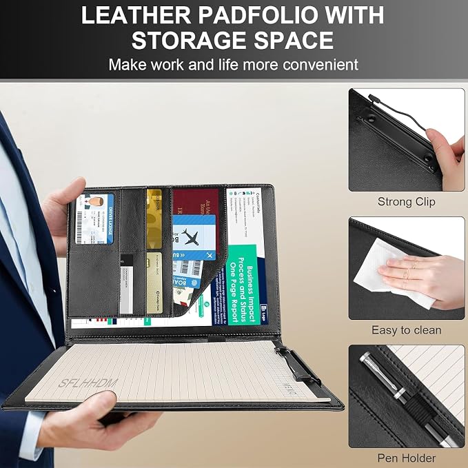 Padfolio Clipboard Folder Portfolio, Faux Leather Storage Clipboard - Image 7