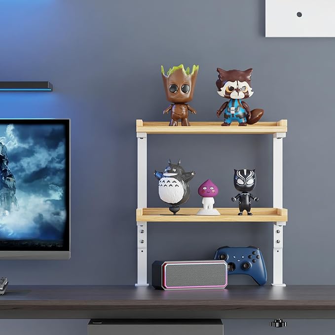 Clamp On Desk Shelf 2-Tier, 12.5 inch Wood Shelving Unit - Image 2