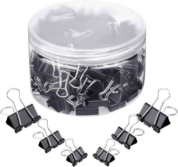 TecUnite 150 Pcs Binder Clips Assorted Sizes Black Paper Clamps Clips Large by TecUnite