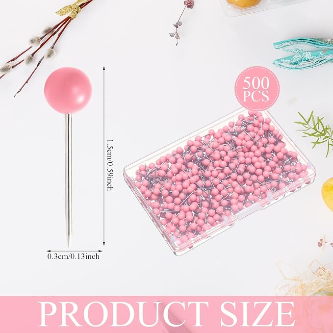 WILLBOND 500 Pack Map Push Pins Map Tacks Small Round Head Push Pins Thumb Tacks - Image 2