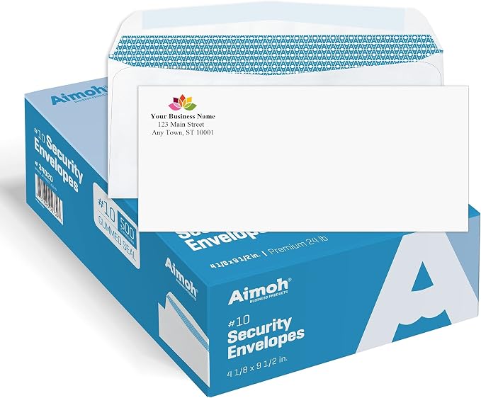 Aimoh 2500#10 Custom Printed Security Tinted Gummed Envelopes – Personalized by Aimoh