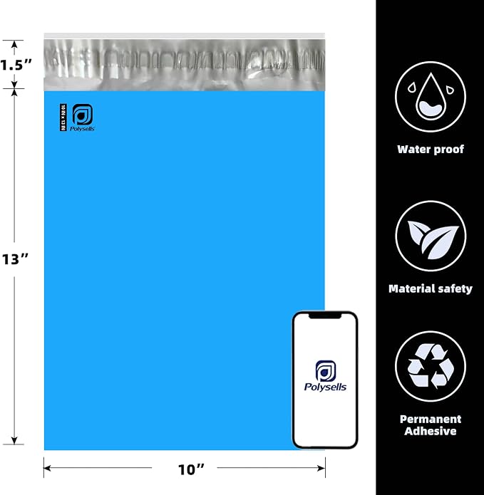 POLYSELLS 2000 pcs 10x13 Inches Blue Poly Mailers Shipping Envelopes, Strong - Image 2