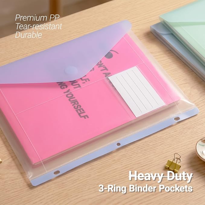 30 Pack Binder Pockets, Heavyweight Clear Plastic Folders - Image 3