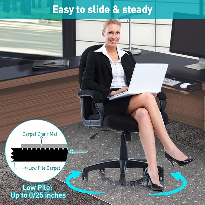Office Chair Mat for Carpet: 48"x36" Clear Desk Chair Mat for Carpet Floor - Image 2
