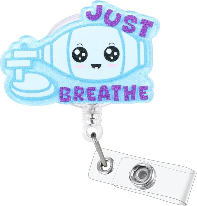 Just Breathe Funny Nurse Badge Reel, Cute Nebulizer Retractable ID Badge Holder by Unknown