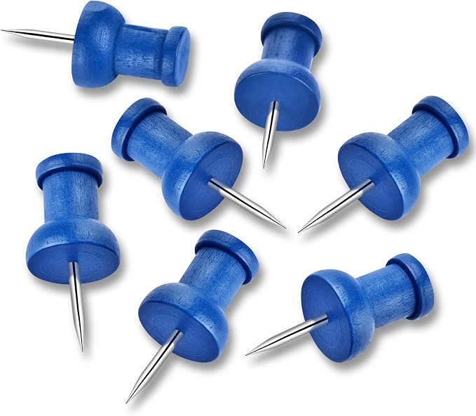 40Pcs Wood Push Pins, Decorative Thumb Tacks, Wooden Pins and Tacks, Cork Board - Image 3