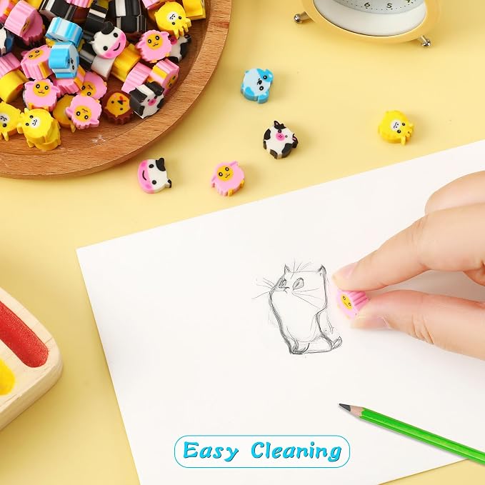 JUNEBRUSHS 150 Pieces Mini Animal Erasers - Image 3