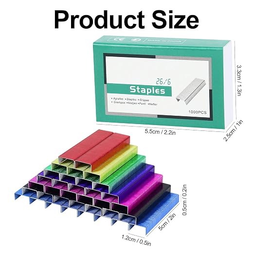 Multibey 7 Pack Colorful Standard Staples Bulk Refill - Image 8