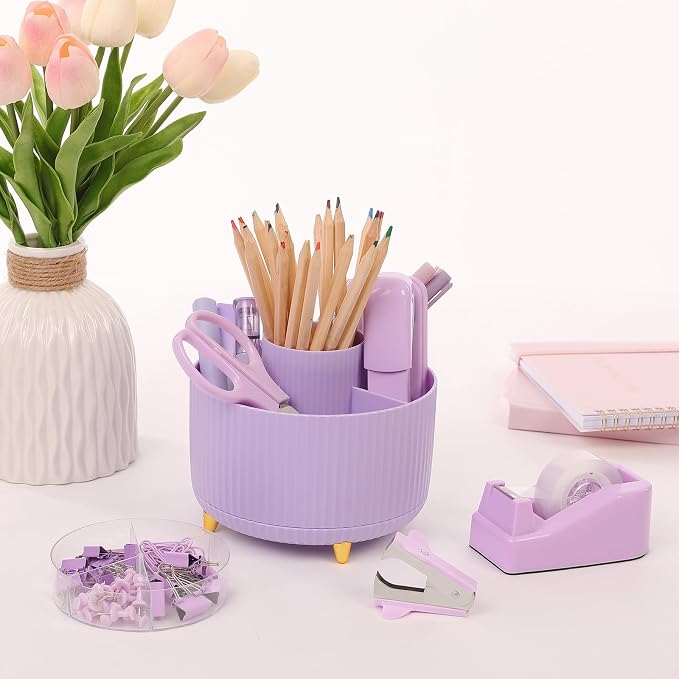 SKYDUE Purple Office Supplies Set, Pencil Holder - Image 8