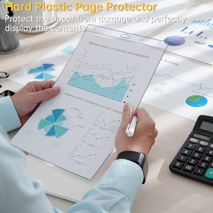 AKONEGE 12PCS Hard Sheet Protectors 8.5 x 11 Waterproof Resealable Zip Paper - Image 2