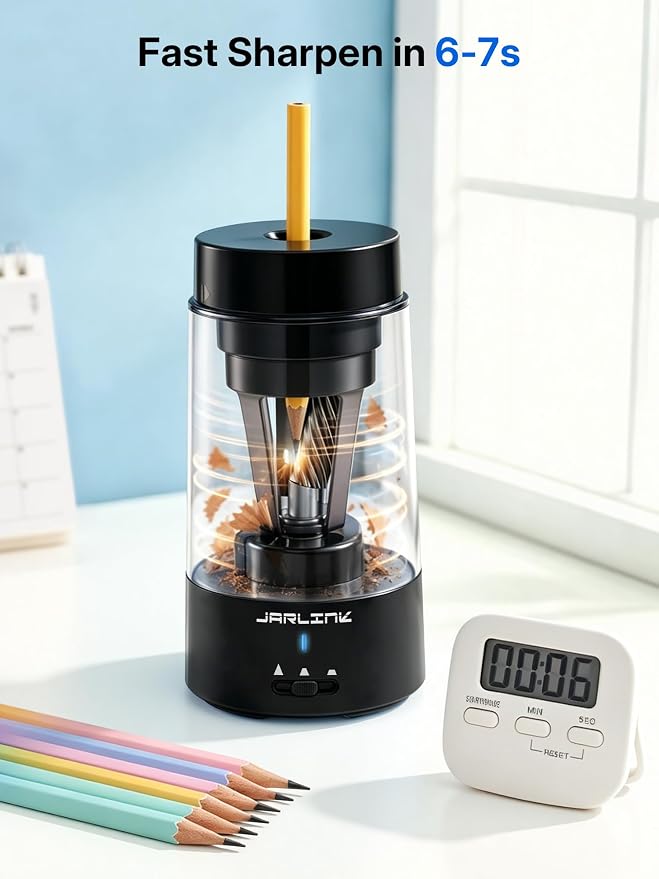 JARLINK Electric Pencil Sharpener, Fully Automatic Rechargeable Pencil Sharpener - Image 6