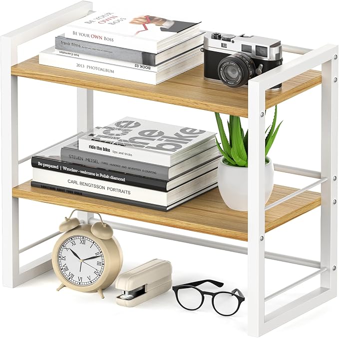 Office Desk Shelf Organizer, Wood Desktop Bookshelf Supplies Storage Rack by ART-GIFTREE