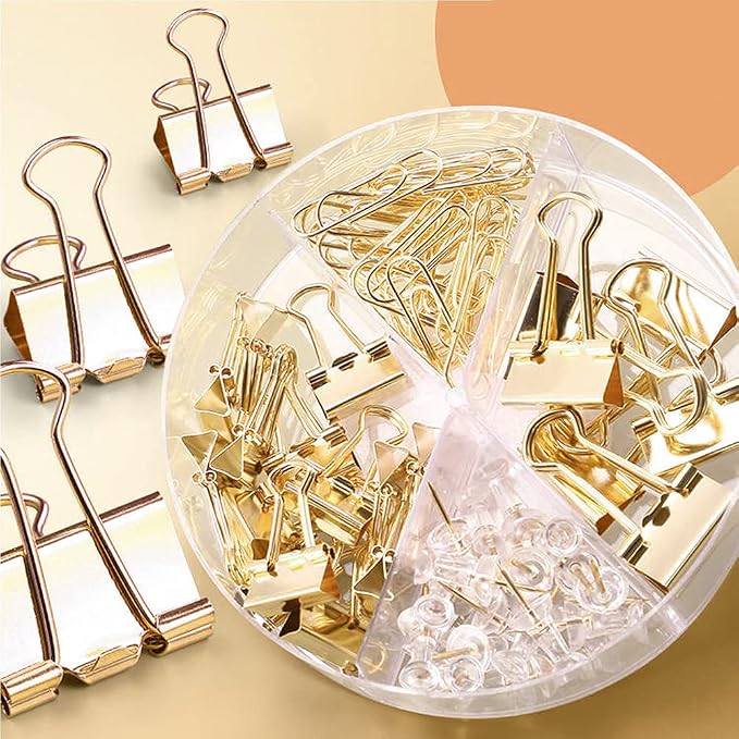 Paper Binder and Clips Set, Metal Assorted Sized Binders - Image 8
