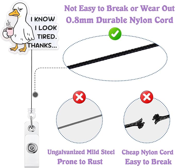 I Know I Look Tired Thanks Badge Reel Retractable, Funny Silly Goose Badge Reel - Image 4