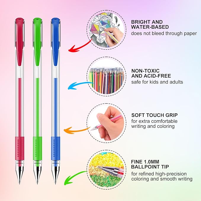 Oficrafted 160 Pack Gel Pens for Adult Coloring Book, 80 Colors Gel Pens Colored - Image 2