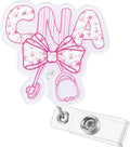 Pink Floral Bow CNA Badge Reel, Cute Retractable ID Badge Holder by Unknown