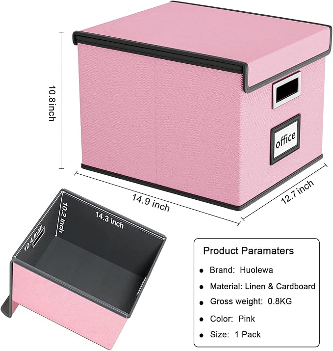 File Organizer Box with Lid, Collapsible File Folder Organizer - Image 3