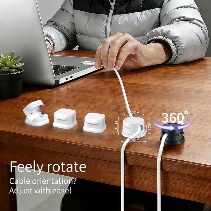 12 Pack Cable Clips Suitable For Office Desks Home Desks, Telephones, Tabletops - Image 2