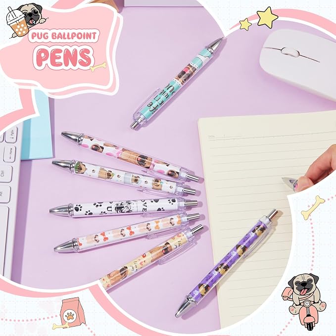 Ireer 8 Pcs Ballpoint Pens for Women 1.00 mm Cute Black Ink Fancy Pens Fine - Image 3