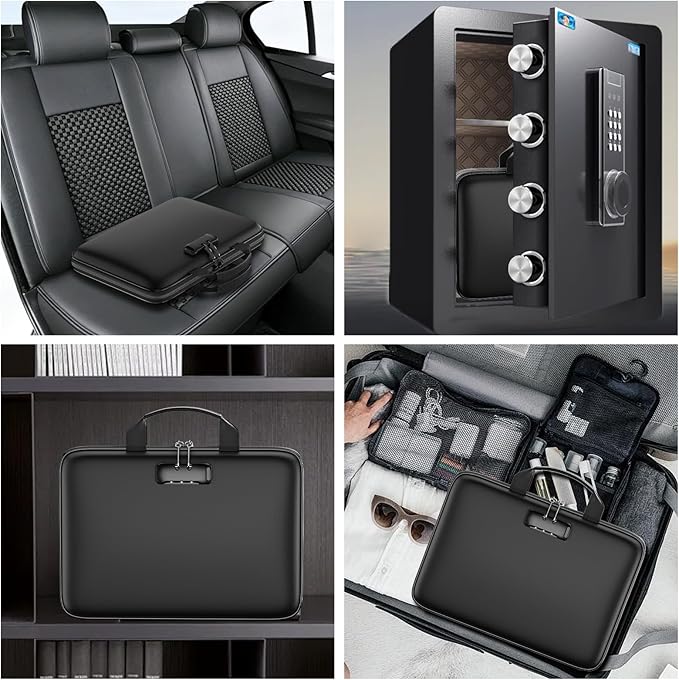 Fireproof File Organizer with Lock, Hard Case Fireproof Document Box with 13 - Image 6