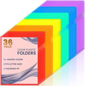 Sooez 36 Pack Clear Document Folder Project Pockets, 6 Assorted Colors by Sooez