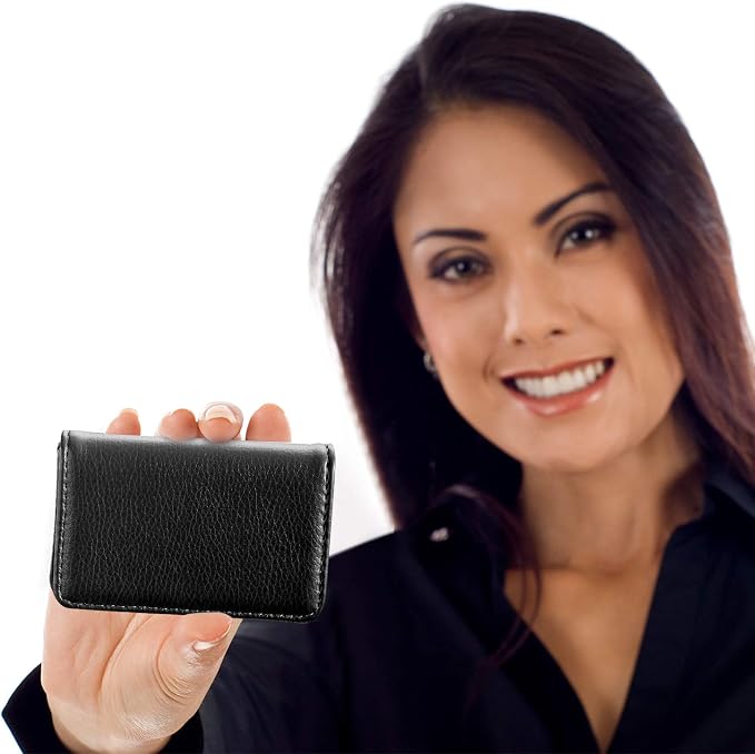Outus 2 Pcs Business Card Holder, PU Leather Business Card Case Pocket Wallet - Image 6
