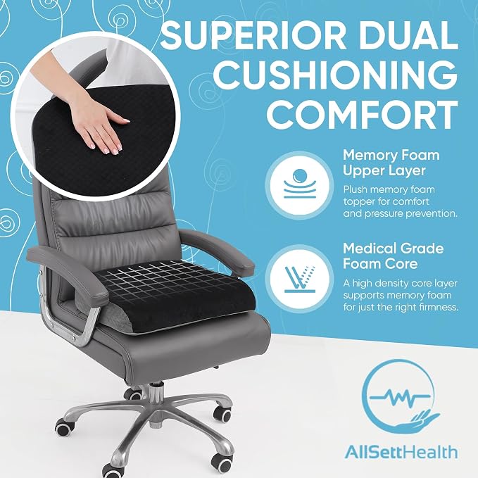 Large Seat Cushion Memory Foam for Office Chair, Wheelchair Cushions, Floor - Image 3