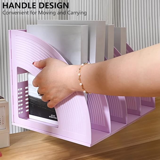 SAYEEC Sturdy Magazine Holder 4 Compartments Plastic Desktop File Organizer - Image 3
