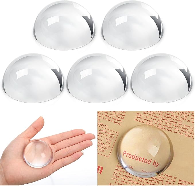 Briwooody 6 Pcs Crystal Dome Magnifier Paperweights Glass Paperweight Reading by Briwooody