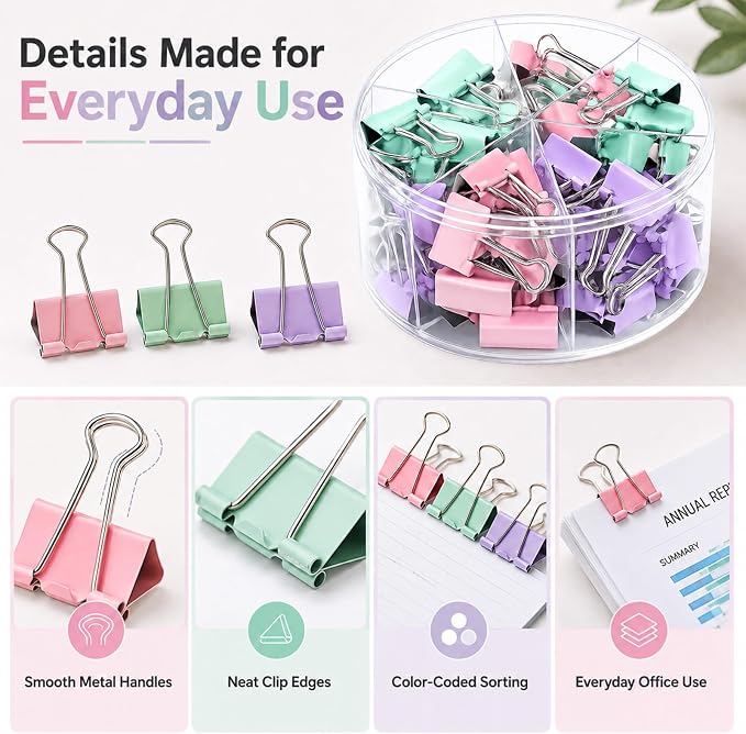 Binder Clips Assorted Sizes, Durable Metal Binder Clips - Image 4