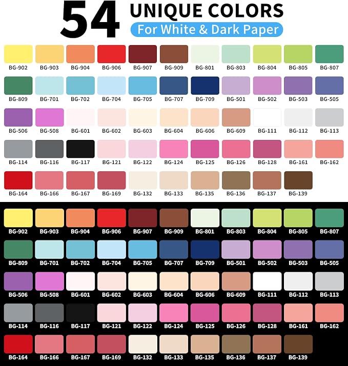 Acrylic Gel Pens For Coloring, 54 Colors Retractable Colored Pens for Black - Image 3