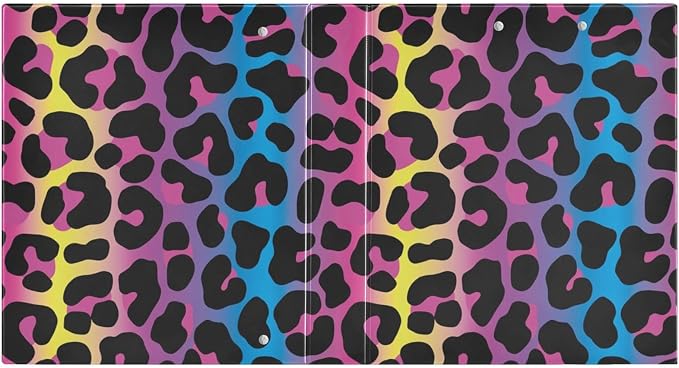Neon Leopard 3-Ring Binder, 1.5 Inch D-Ring Organizer Folder Clipboard Binder - Image 2