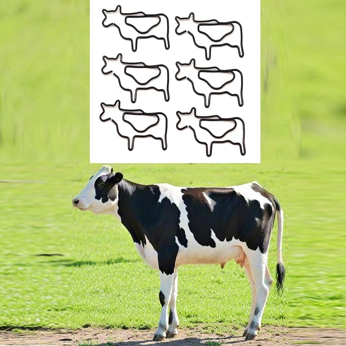60 Pcs Black Cow Paper Clips, Cow Office Supplies, Cow Desk Stationery - Image 2