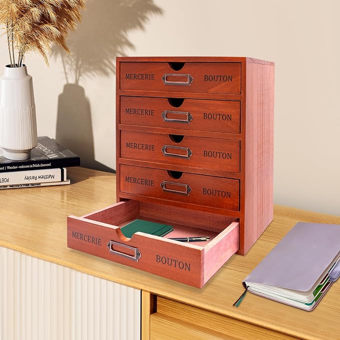 Vintage Wooden Drawers Organizer, 16-Drawer Desktop Storage Box - Image 4