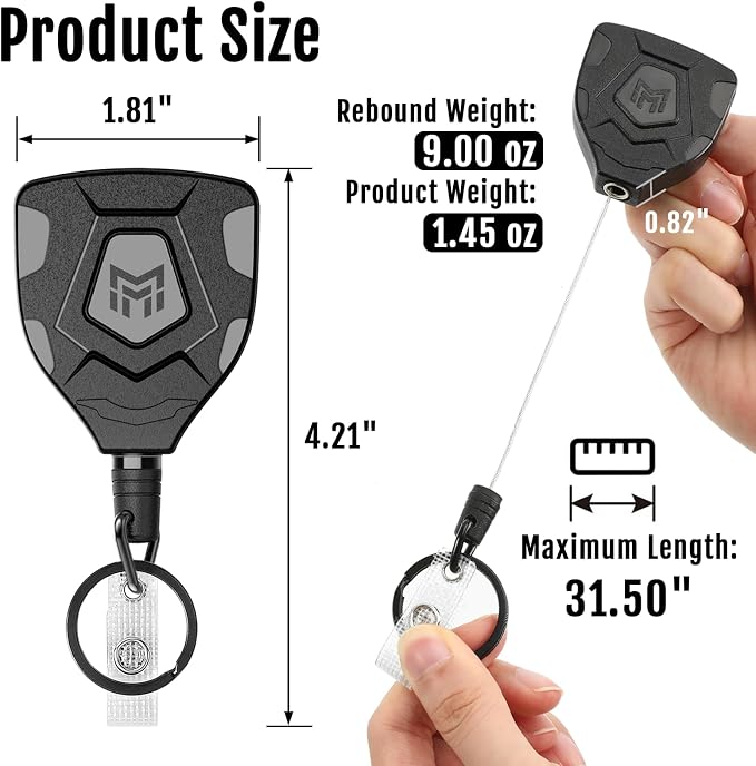 MNGARISTA Heavy Duty Retractable Badge Reel, 8 oz 31.5'' Keychain, 4 Pack | - Image 4