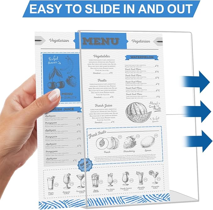 EHWINE 6 Pack 4 x 6 Acrylic Sign Holder, Vertical Slanted Back Paper Holder - Image 5