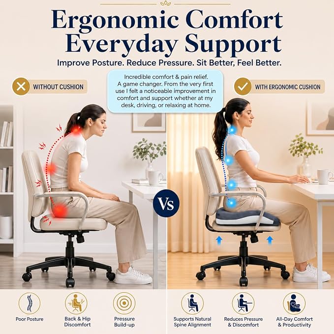 Seat Cushions for Office Chairs Wheelchair Cushion for Long Sitting Back - Image 8