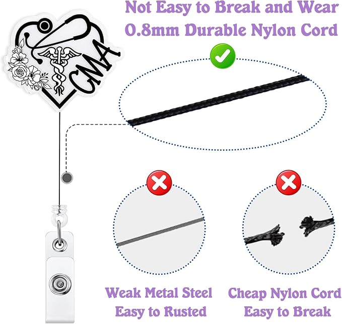 CMA Badge Reel Retractable for Certified Medical Assistant & Medical Worker - Image 4