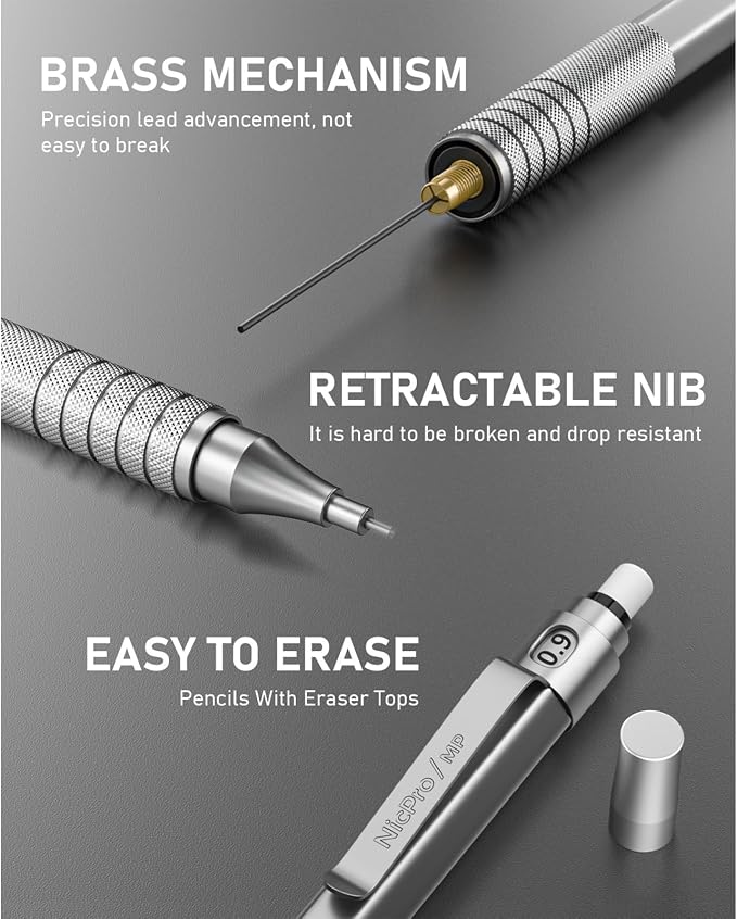 Nicpro 0.9 mm Metal Mechanical Pencil Set - Image 9